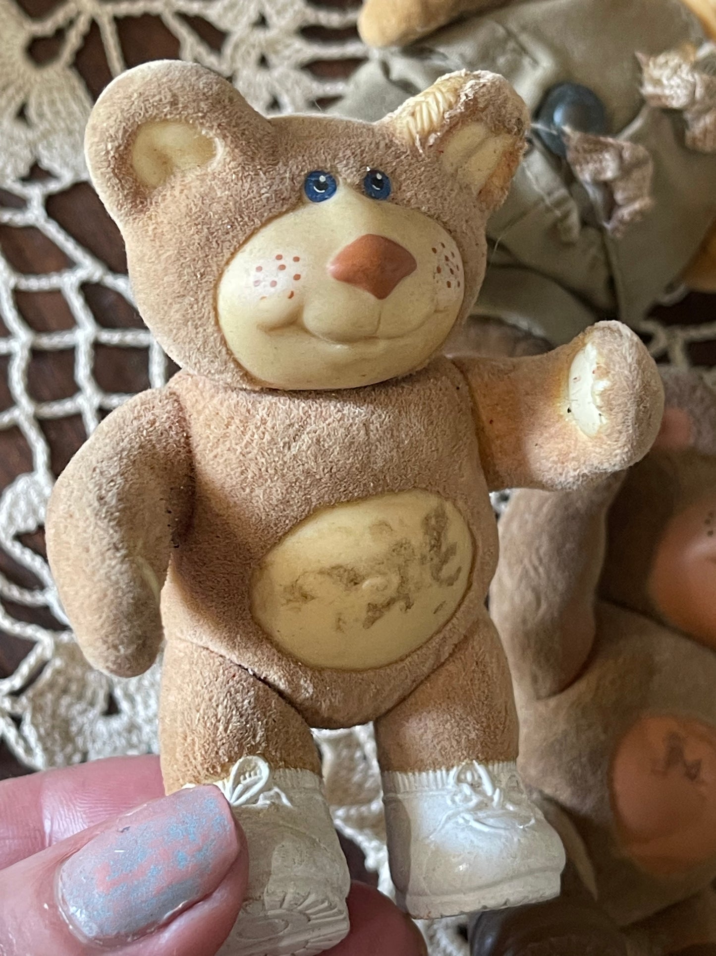 1980s Furskins Mini Bears – Set of Three (Original Flocked Figures)