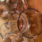 Vintage 1950s Striped Brown and Gold Glass jug and four Glasses