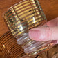 Vintage 1950s Striped Brown and Gold Glass jug and four Glasses