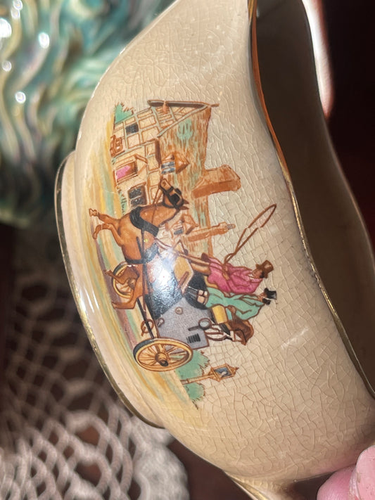 Royal Winton “A” Series Hand-Painted Small Gravy Boat with Underplate (1930s–40s)