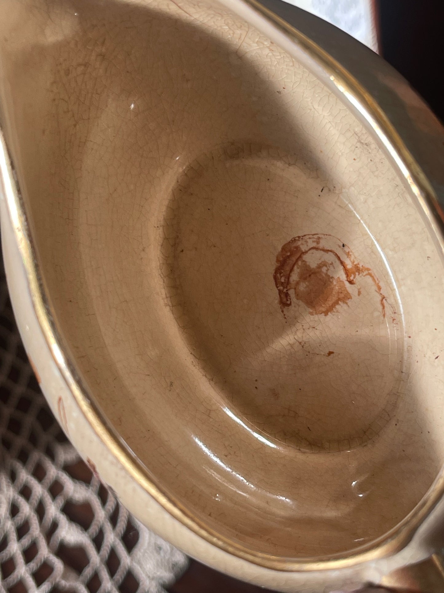 Royal Winton “A” Series Hand-Painted Small Gravy Boat with Underplate (1930s–40s)