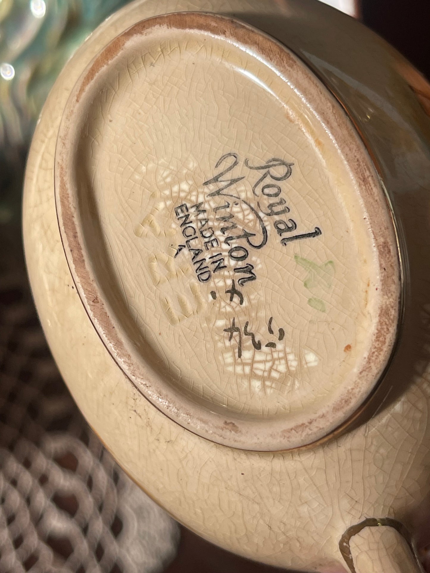 Royal Winton “A” Series Hand-Painted Small Gravy Boat with Underplate (1930s–40s)