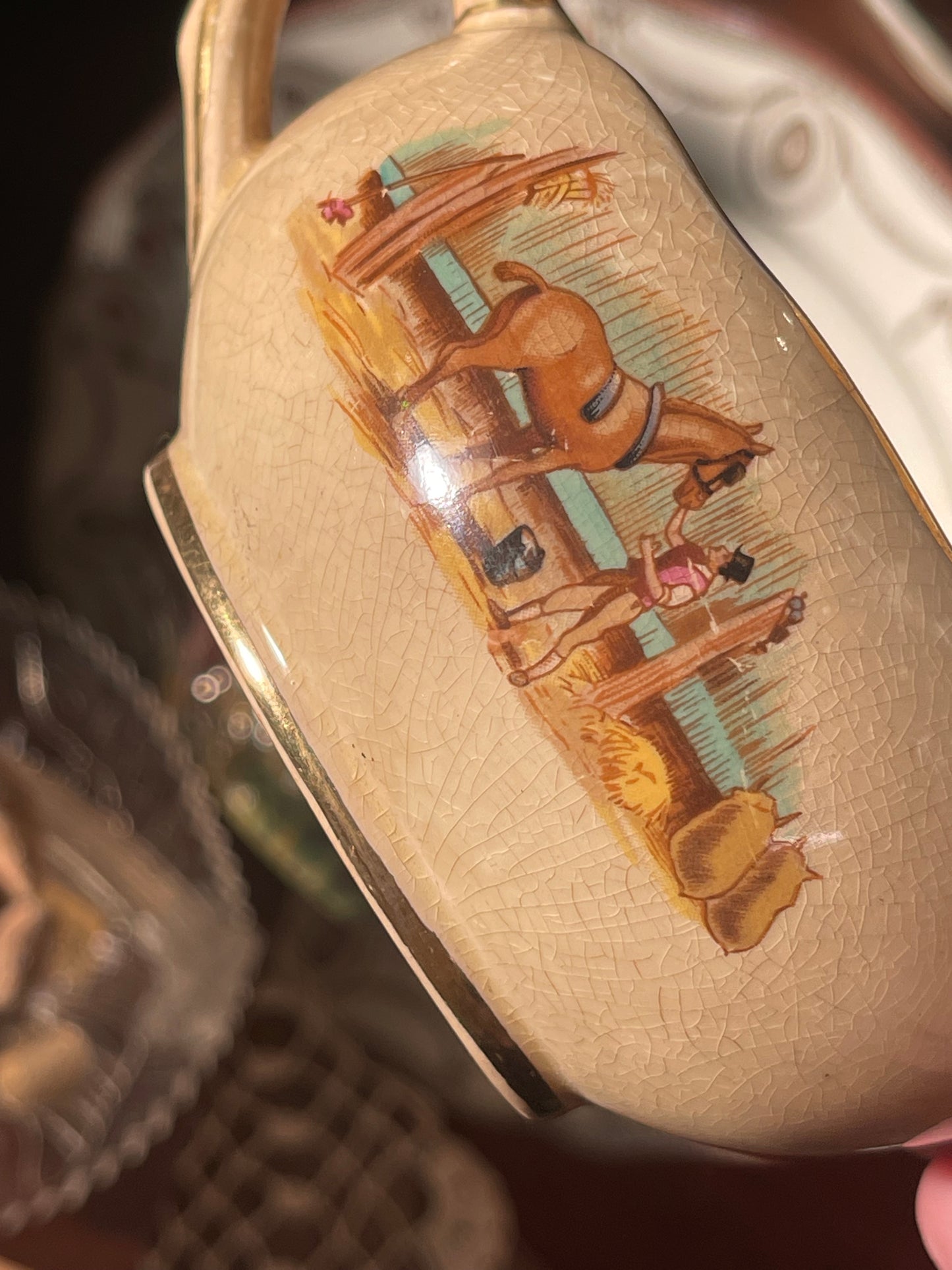 Royal Winton “A” Series Hand-Painted Small Gravy Boat with Underplate (1930s–40s)