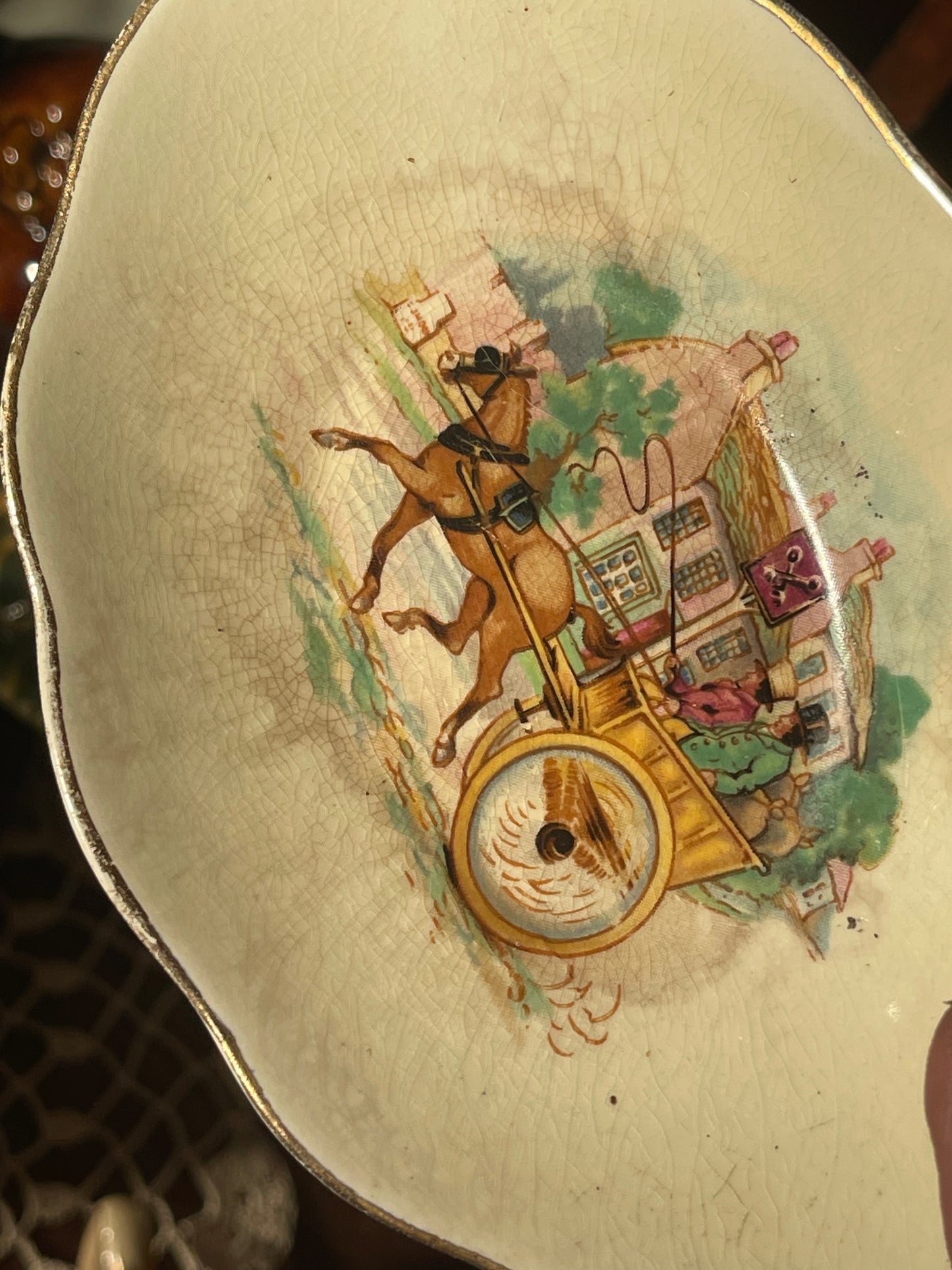 Royal Winton “A” Series Hand-Painted Small Gravy Boat with Underplate (1930s–40s)