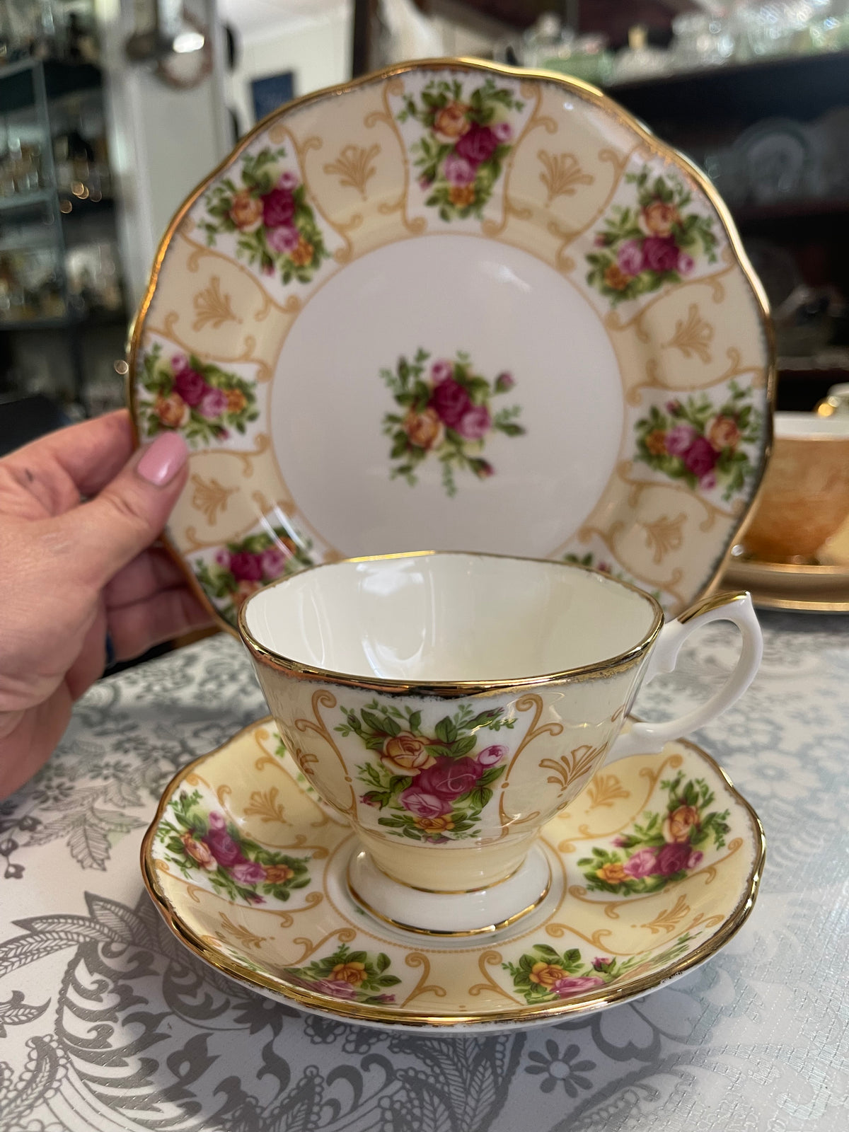 Royal Albert Rose Cameo Peach Bone China Trio – 2003