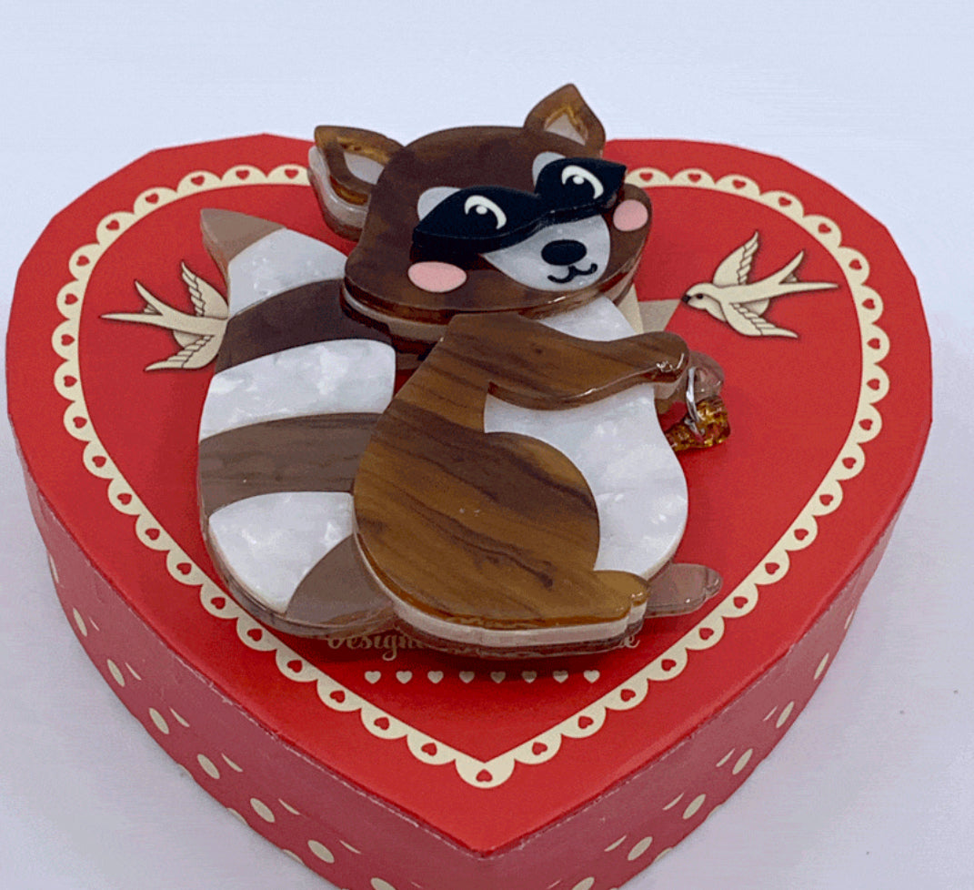 Love Bandit Racoon Brooch by Erstwilder and Carmen Hui (2020)