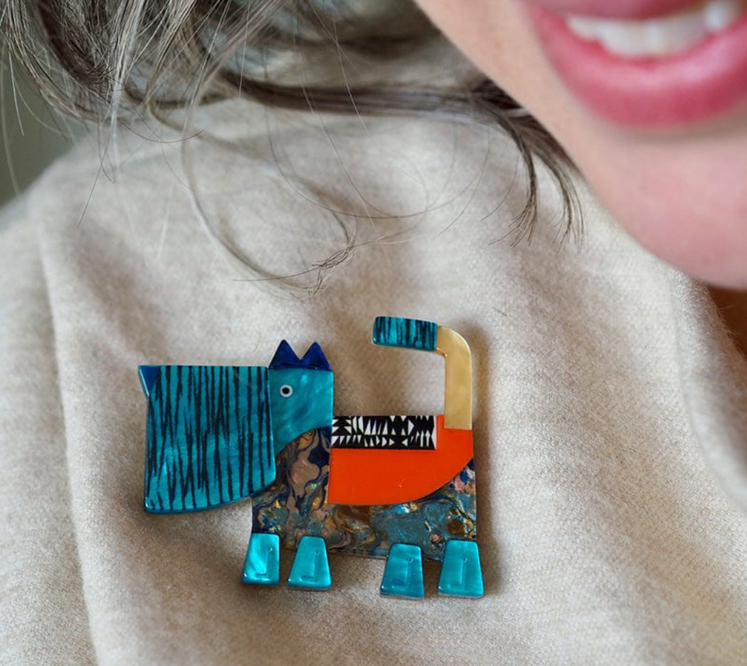 A Scottie Named Woof Brooch (2024) by Erstwilder and Clare Youngs