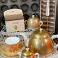 Vintage Japanese Ceramic Tea Service with Gold Anodised Aluminium Covers – 3 Piece