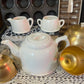 Vintage Japanese Ceramic Tea Service with Gold Anodised Aluminium Covers – 3 Piece