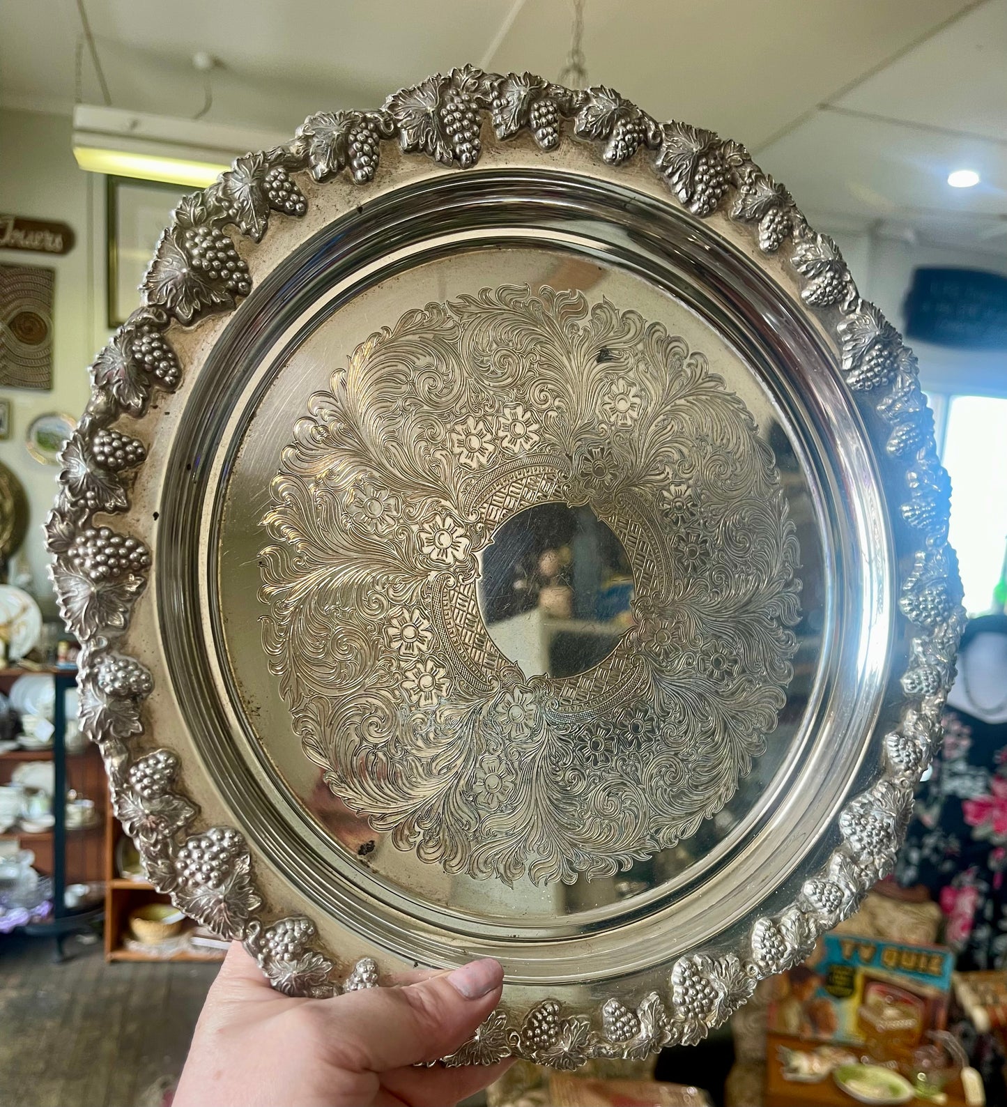 Saracen Old Sheffield–Style Chased Silverplate Tray — $58