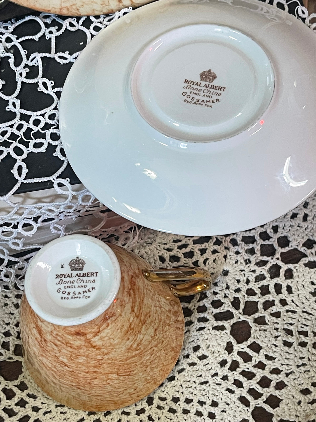 Vintage Royal Albert Gossamer Peach Bone China Tea Trio – England