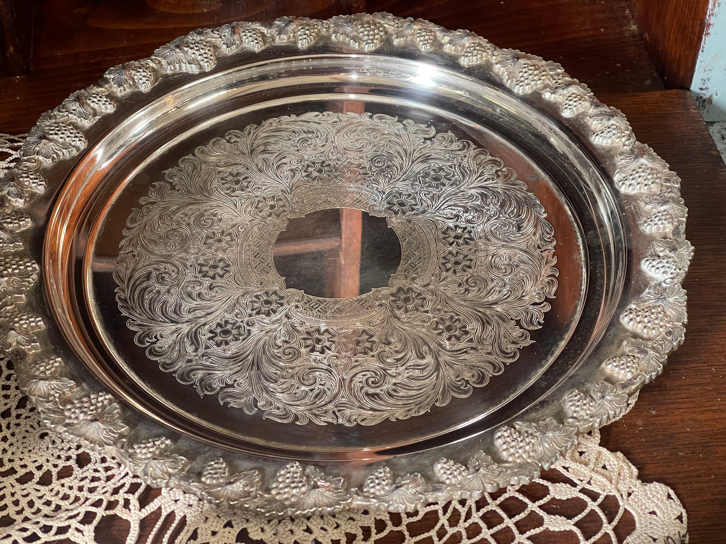 Saracen Old Sheffield–Style Chased Silverplate Tray — $58