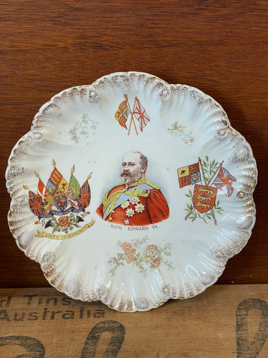 Antique King Edward VII Coronation Plate 1902 Unity is Strength