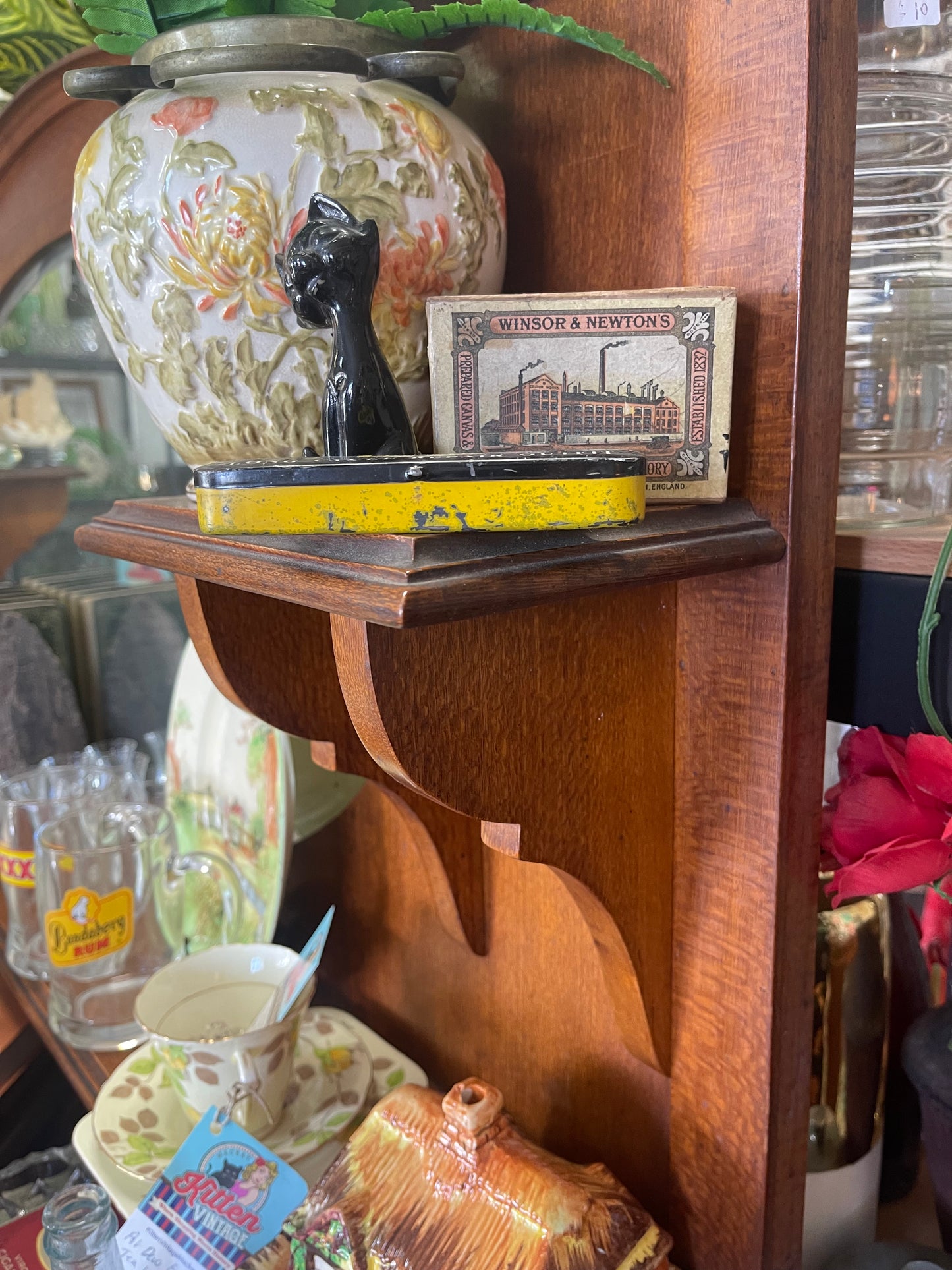 Antique 1920s Oval Silky Oak timber sideboard with mirror