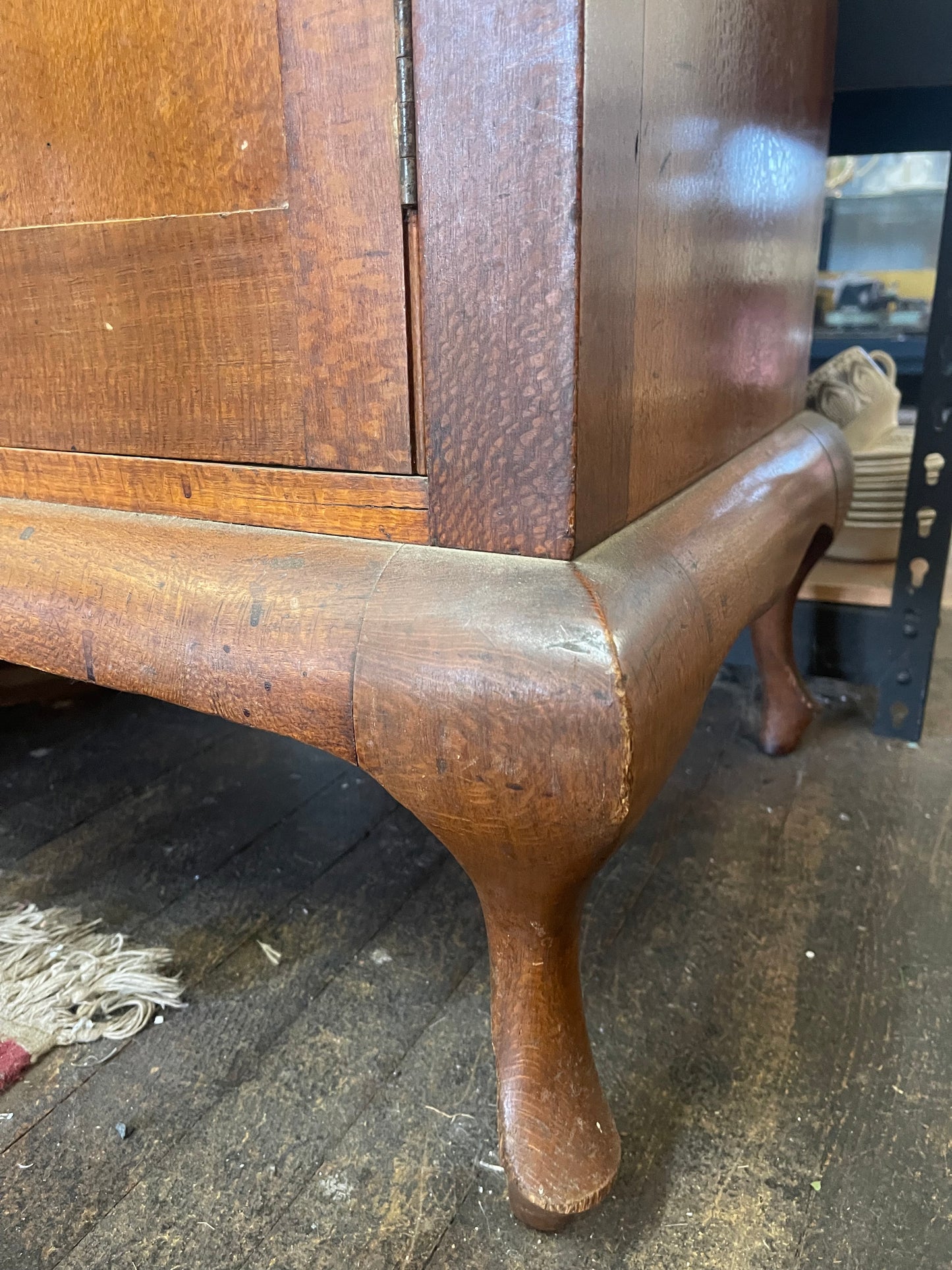 Antique 1920s Oval Silky Oak timber sideboard with mirror