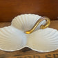 Antique JZ & Co Porcelain c1910 3 Scallop Dish Server with gold handle