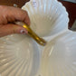 Antique JZ & Co Porcelain c1910 3 Scallop Dish Server with gold handle