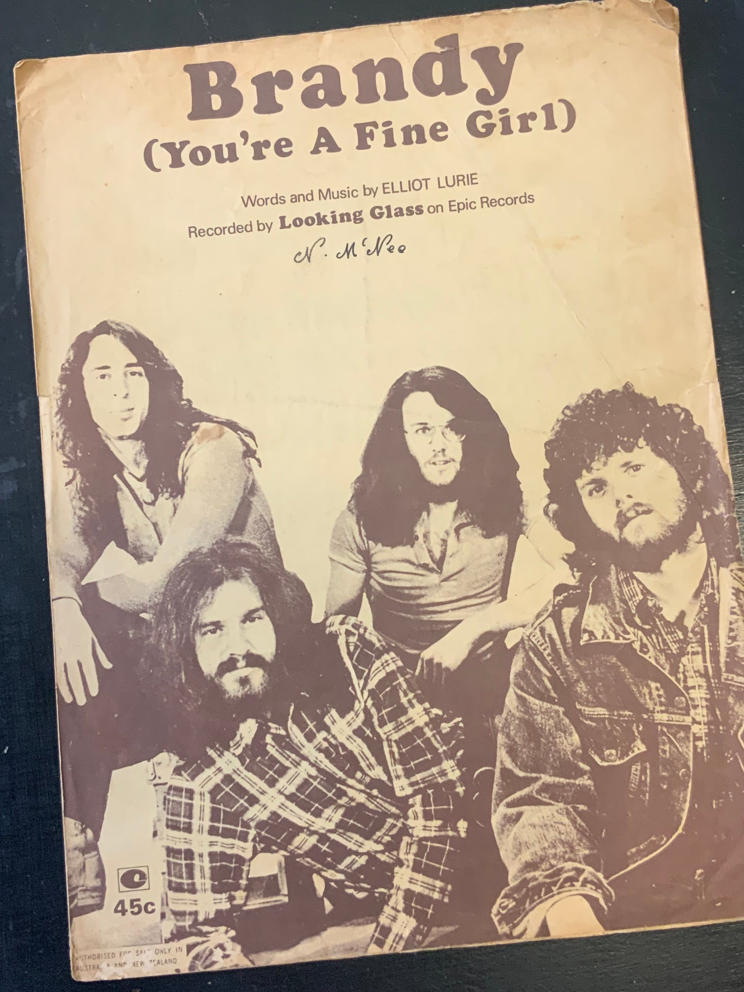 Brandy (You're A Fine Girl) Sheet Music/ words and music by Elliot Lurie recorded by Looking Glass 1971