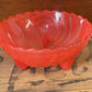 Vintage 1940s Coral Red Depression glass Harlequin Salad Bowl by Crown Crystal