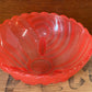 Vintage 1940s Coral Red Depression glass Harlequin Salad Bowl by Crown Crystal