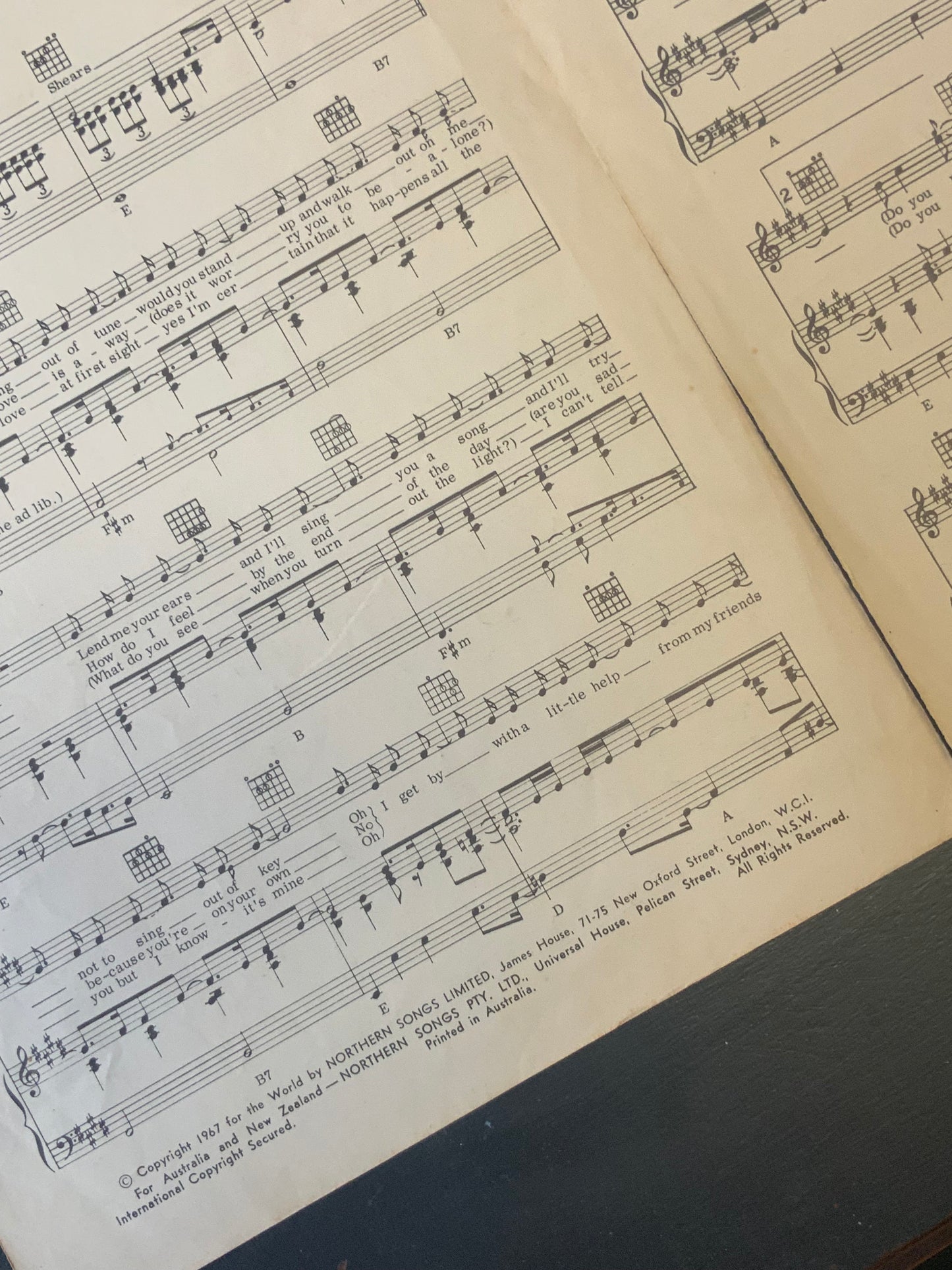 With a little help from my friends  Sheet Music/ words and music by John Lennon and Paul McCartney recorded by the Beatles 1967