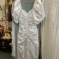 Vintage 1980s white satin ruched party / prom dress – size 8
