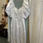 Vintage 1980s white satin ruched party / prom dress – size 8