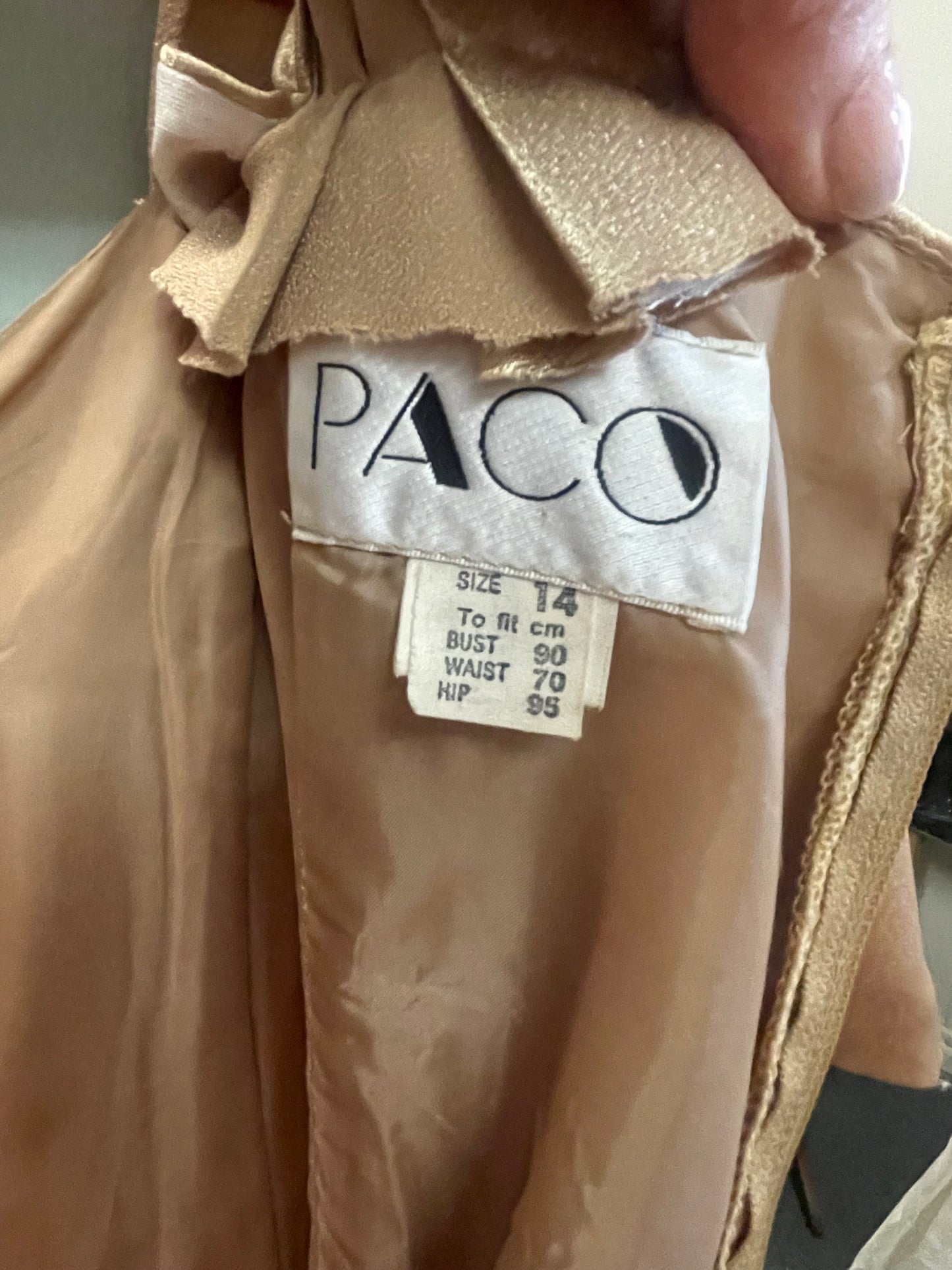 Vintage Satin Evening Dress – Champagne Gold (Size 14)