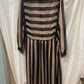 Vintage Sheer Stripe Shirtwaist Dress – Black & Mocha (Size 18 / Modern 16)