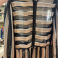 Vintage Sheer Stripe Shirtwaist Dress – Black & Mocha (Size 18 / Modern 16)