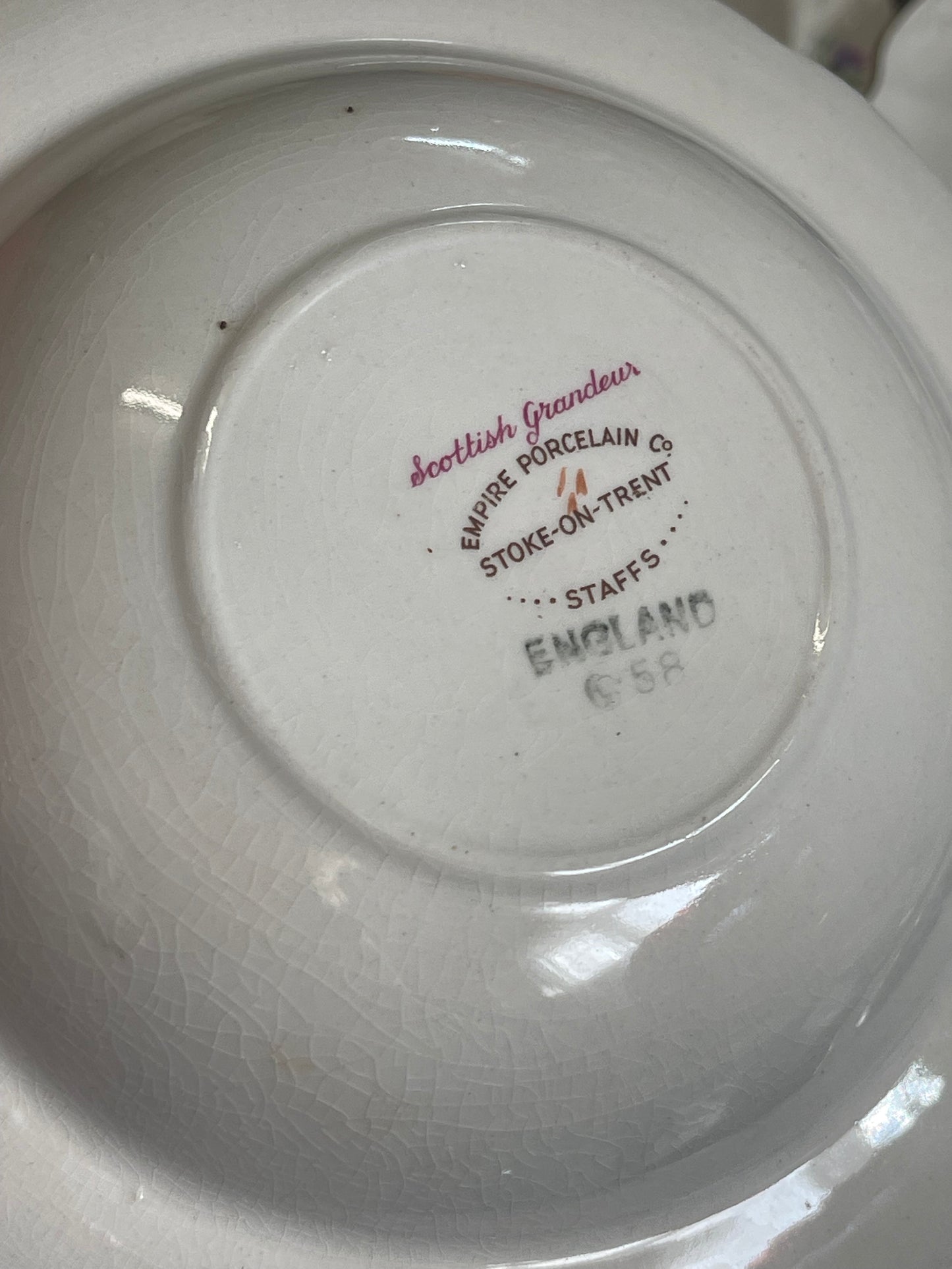 Vintage Empire Porcelain “Scottish Grandeur” Embossed Bowls – Set of 7 (c.1940s–50s)