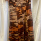 Handmade Vintage 1970s Earth Tone Maxi Dress – Abstract Print (Size 8)