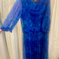 Vintage 1980s Blue Pleated Chiffon Dress – Draped Neckline Size 8-10