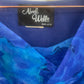 Vintage 1980s Blue Pleated Chiffon Dress – Draped Neckline Size 8-10