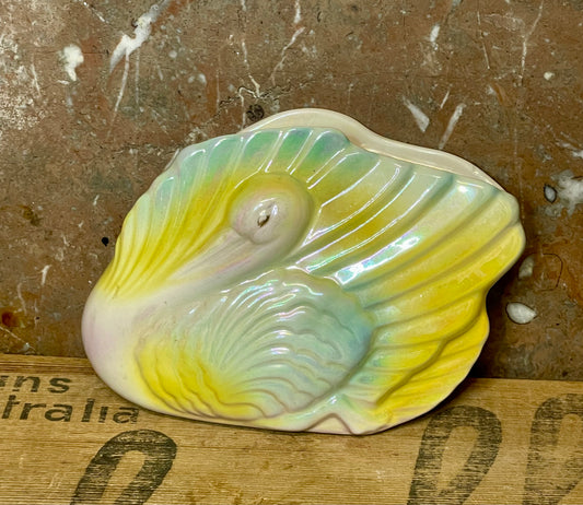 Pates Pottery Australian Wall Pocket Vase – Bird Design with Iridescent Glaze (1950s)