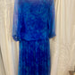 Vintage 1980s Blue Pleated Chiffon Dress – Draped Neckline Size 8-10