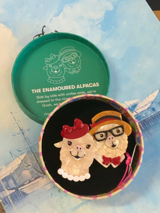 Erstwilder x Lucia Heffernan “ The Enamoured Alpacas” Brooch