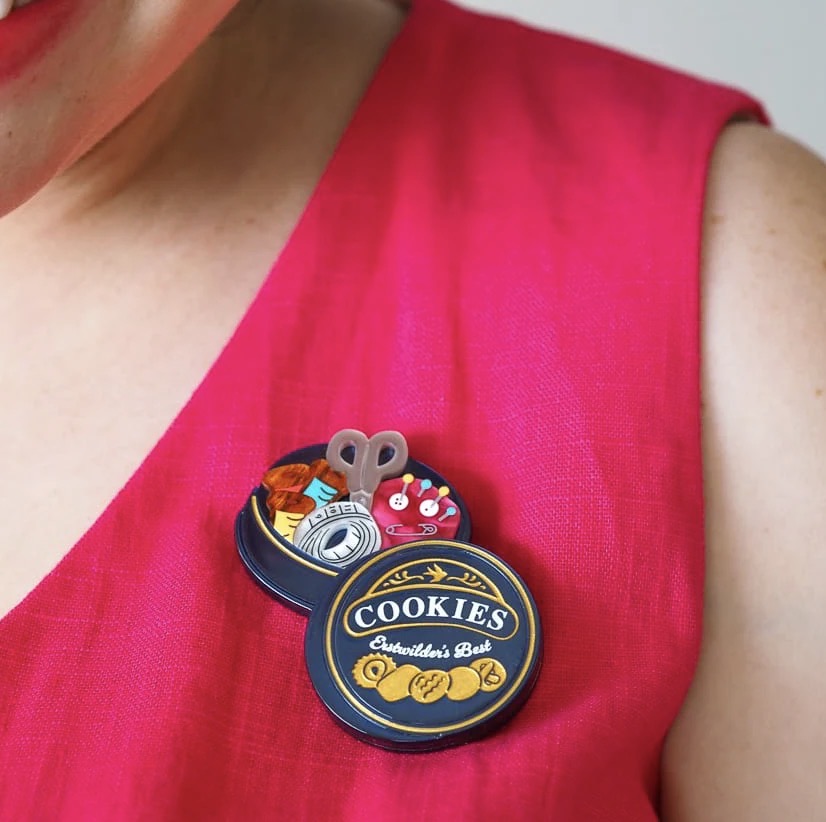 Erstwilder “Cookie Tin Secrets” Brooch – Arts & Crafts Collection (2026)