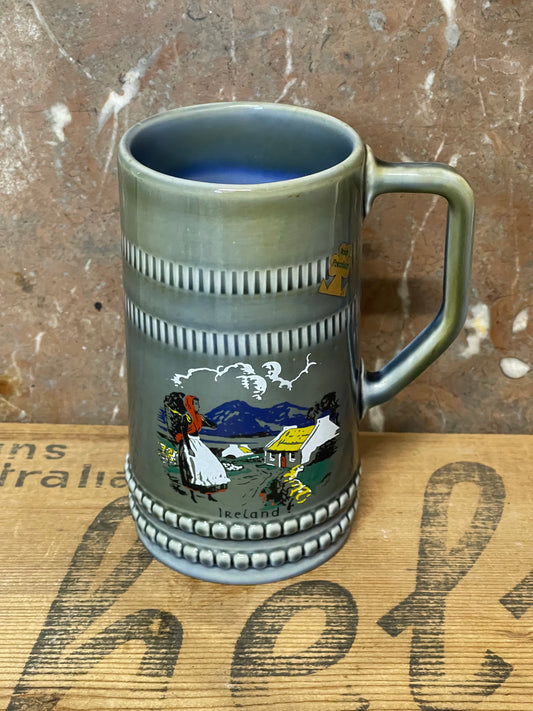 Wade Irish Porcelain Pottery Blue Green Stein Tankard Beer Ireland