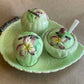 Vintage Carlton Ware Apple Blossom Cruet Set – Salt, Pepper & Mustard on Leaf Tray