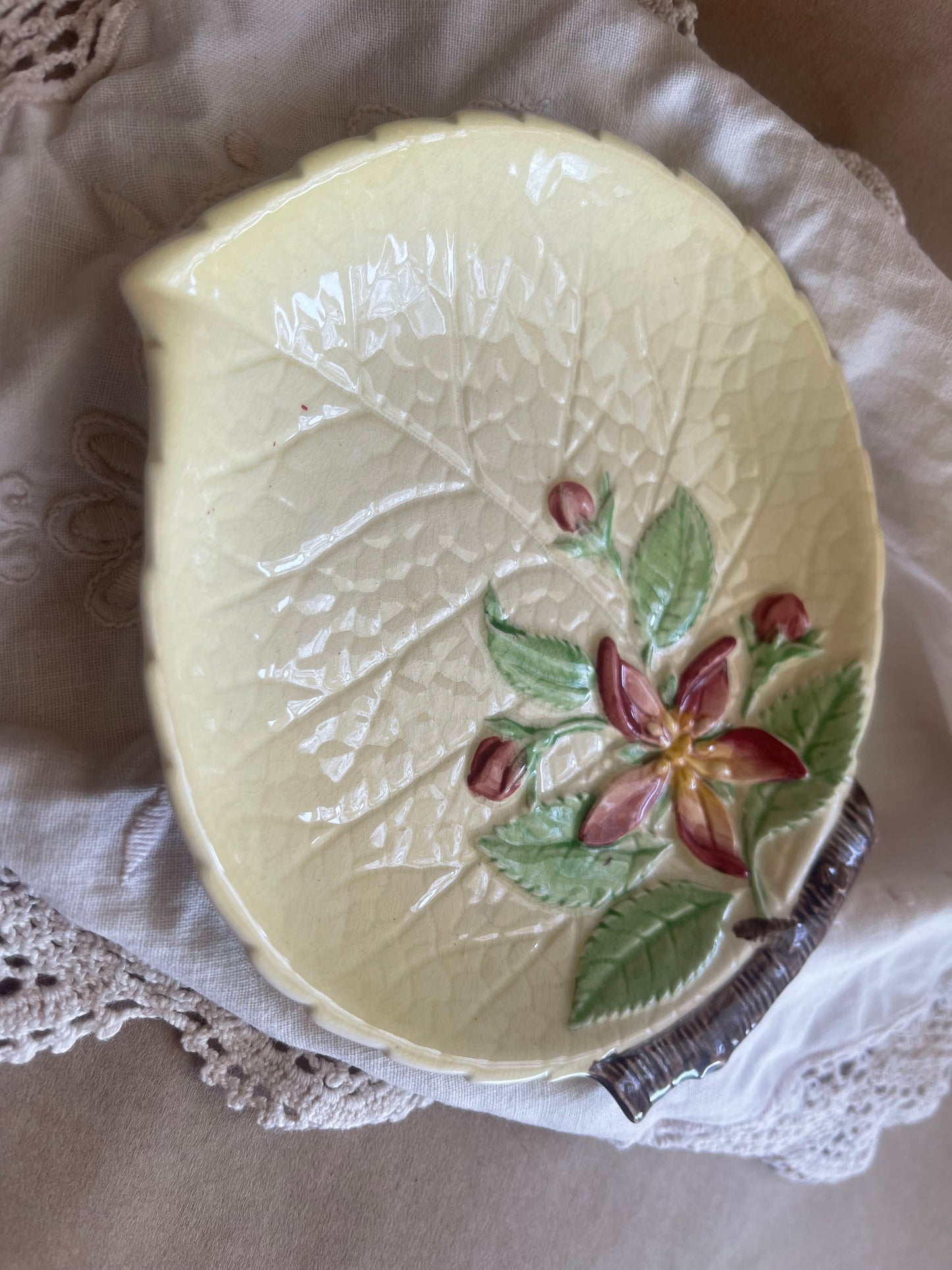 Vintage Carlton Ware Apple Blossom Leaf Dish – Small Hand-Painted Floral Plate