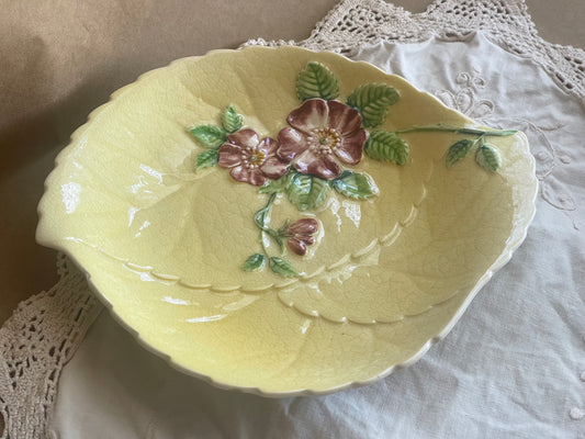 Vintage Carlton Ware Wild Rose Leaf Dish – Medium Floral Serving Plate