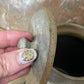 Handcrafted Pottery Lidded Crock with Applied Brown Flower Motifs