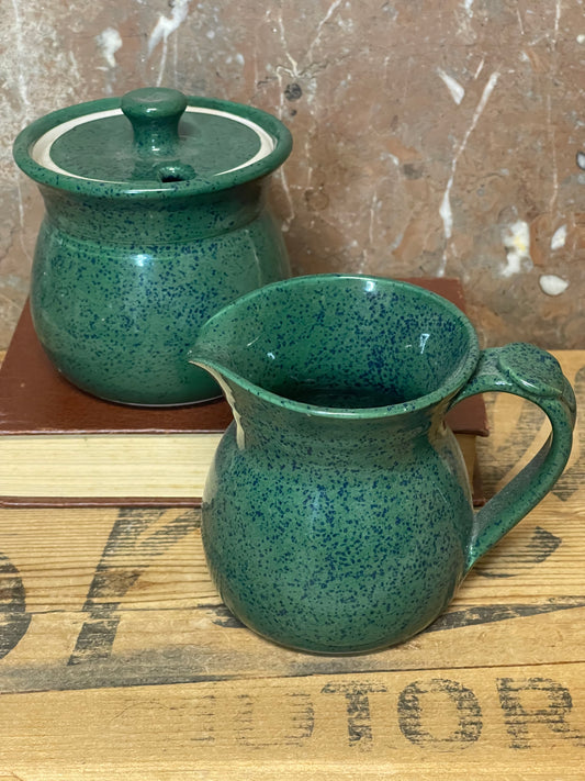 Vintage Handcrafted Sugar Bowl and Milk Jug – Keramik Pottery