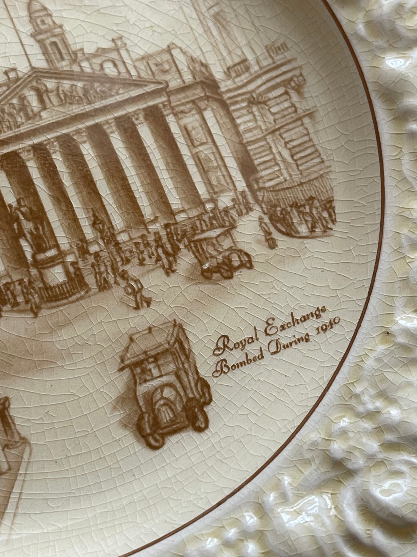 Vintage Crown Ducal ‘Florentine’ Square Plate – Royal Exchange Scene – England