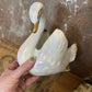 Vintage 1950s Lustreware Swan Planter – White with Pink Sheen & Gold Detail, Mingay
