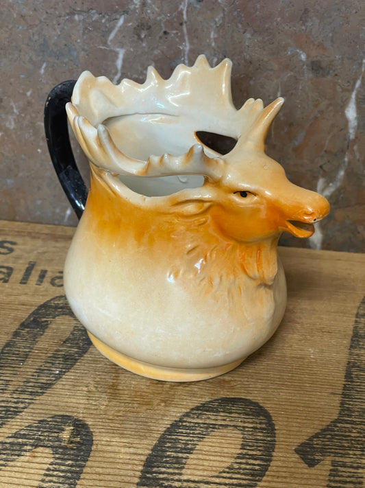 Vintage Deer Stag Moose Elk Creamer Pitcher Ceramic Pottery
