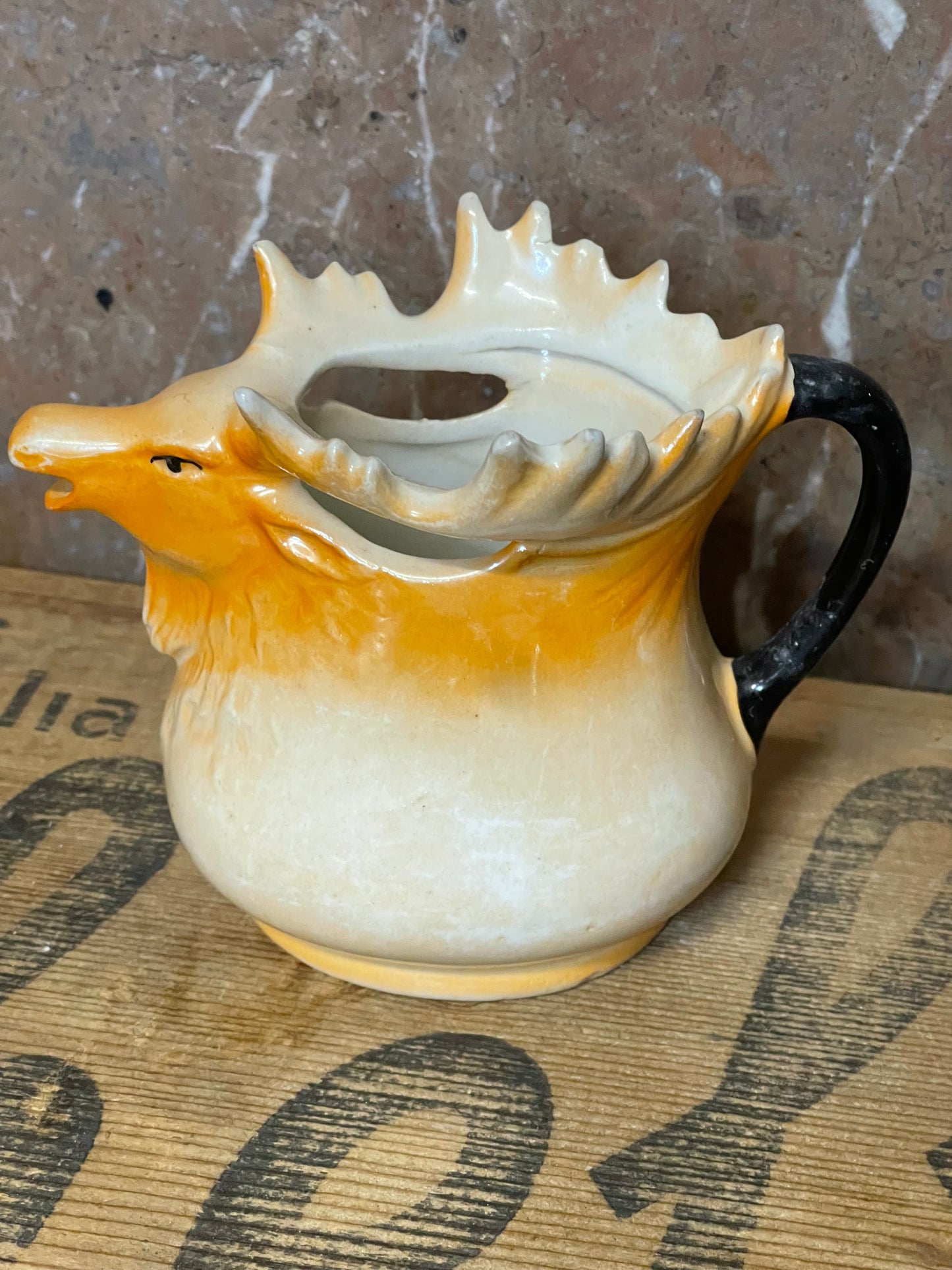 Vintage Deer Stag Moose Elk Creamer Pitcher Ceramic Pottery
