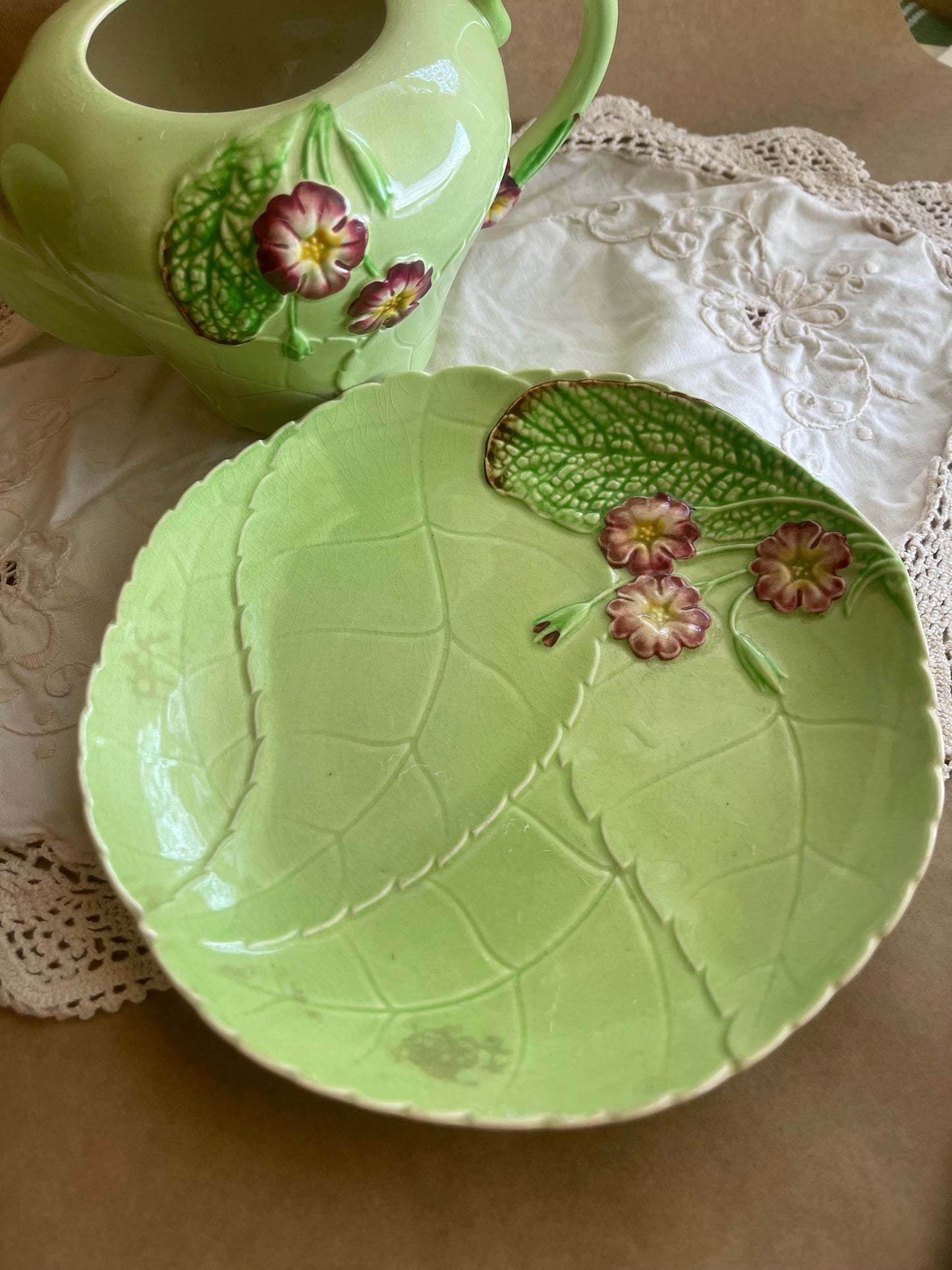Vintage CARLTON WARE teapot & plate planter set