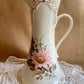 Handmade Vintage Studio Pottery Jug/Vase – Floral with Gilt Detail – c.1981